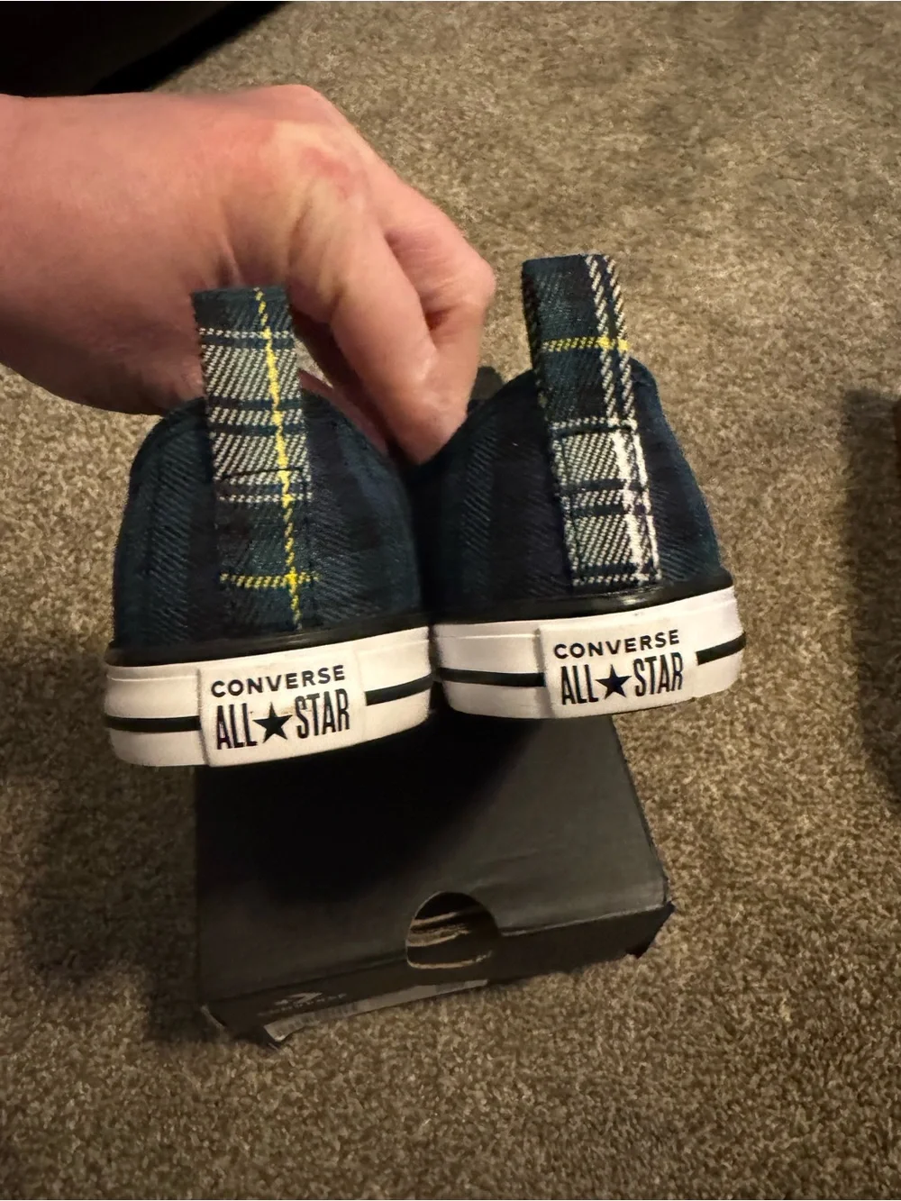 New Converse Chuck Taylor Green Plaid Toddler Boys Sz 10 10T Velcro straps